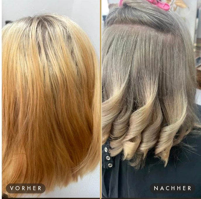 Vorher/Nachher: Blondierung – von Gelbstich zu kühlem Aschblond