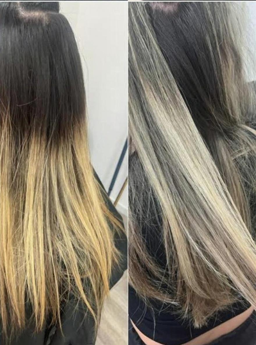 Vorher/Nachher: kühles Blond-Balayage